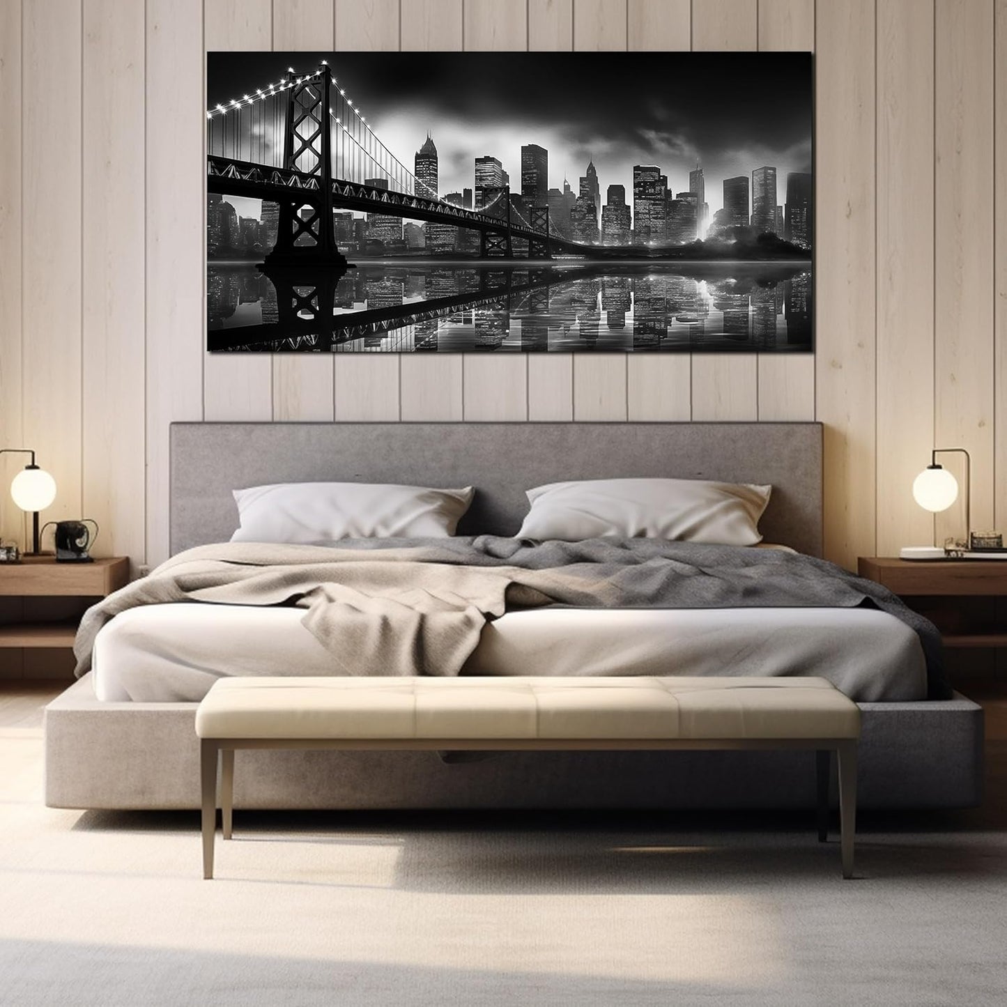 Brooklyn Bridge Wall Art Large City Wall Decor for Living Room Office Wall Decor 29 x 59 Inch
