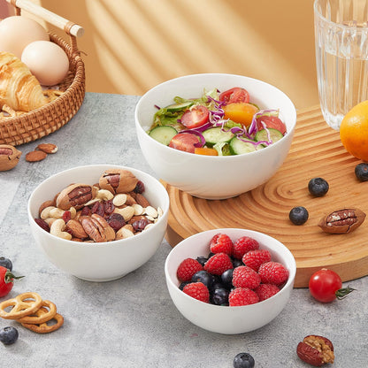 White 4.5in Small Ceramic Bowls, 12 OZ Cereal Bowls Set of 6 for Dessert, Rice, Jello, Pudding, Yogurt, Dishwasher/Microwave safe, Bone China