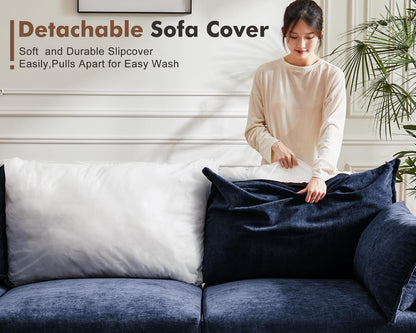 136.4" Oversized Modular Sectional Sofa, U Shaped Convertible Couch with Movable Ottoman, Large 7 Seat Corner Couches for Living Room Deep Seat Blue Chenille