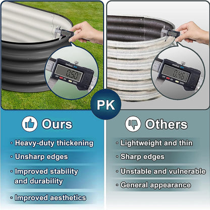 2 Pcs 4.5x2x1.5ft Oval Raised Garden Bed,Galvanized Raised Beds,Open-Ended Base Metal Raised Planter Beds,Garden Bed Outdoor,Planter Raised Boxes for Vegetables, Flowers,Tool-Free Asse,Gray