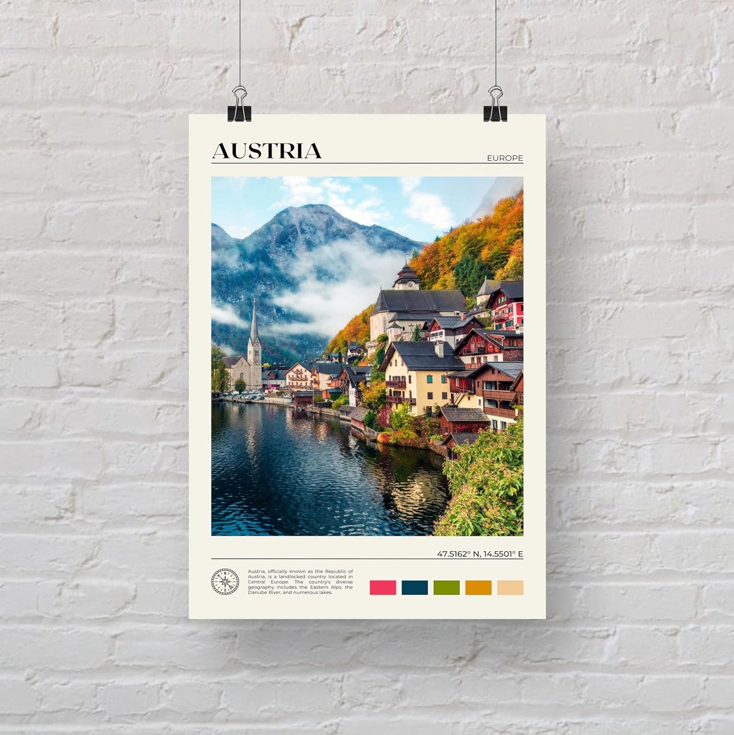 StudioUBILA Austria Wall Art Poster, Decorative Cityscape Landscape Art Prints, Home Decor Wall Art Print for Bedroom Living Room Kitchen Decorations, Unframed