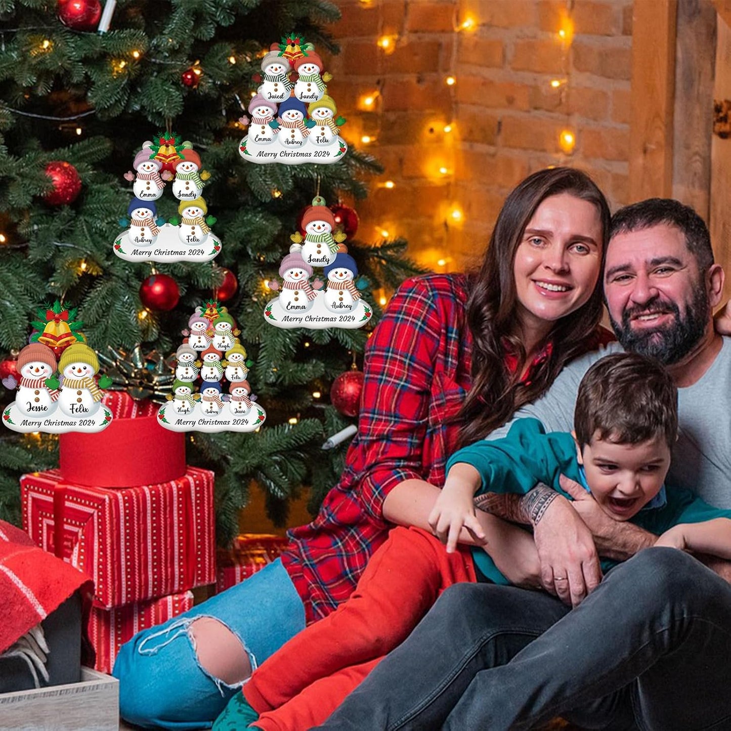 Personalized Snowman Christmas Ornament 2025, Photo Acrylic Customized Family Christmas Snowman Ornament with Picture for Xmas Tree Decor Custom Gifts