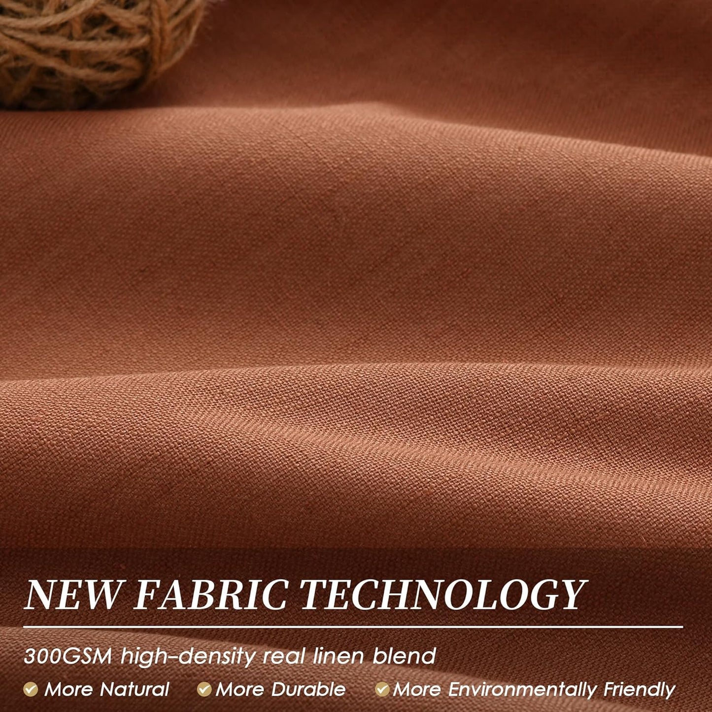 BOODII Terracotta Linen 100% Blackout Curtains 108 Inch Extra Long Room Darkening Light Blocking Thermal Insulated Window Drapes Back Tab for Living Dining Room Flax Linen Look Curtains Burnt Orange