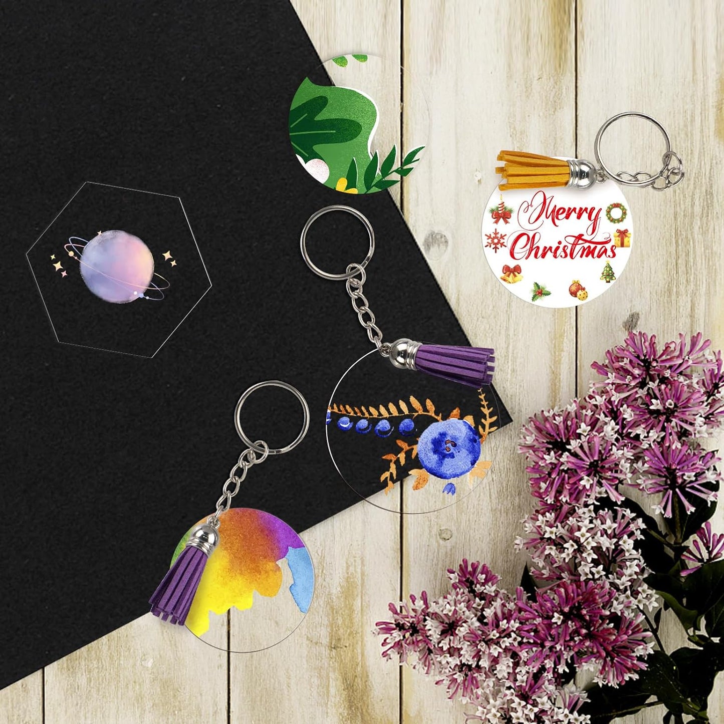 100 Pcs Round Acrylic Keychain Blanks 2Inch Circle Blanks with Hole,Clear Acrylic Discs Circles Bulk for Keychains Ornament Painting and Vinyl Crafts Projects