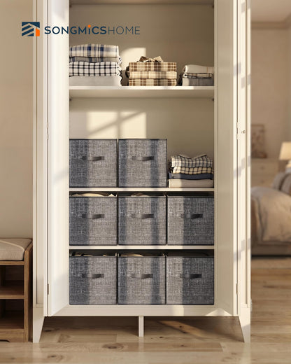 SONGMICS HOME Foldable Storage Cubes Set of 8, Fabric Shelf Organizer Bins with Handles, Closet