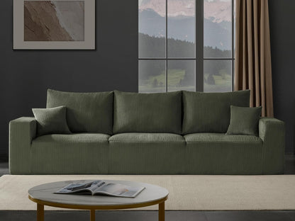 Boneless Cloud Couch Sofa for Living Room, 112" 3 Seater Green Modern Lounge Sleeper Couch, No Assemble, Cordury Compression Upholstered Couches