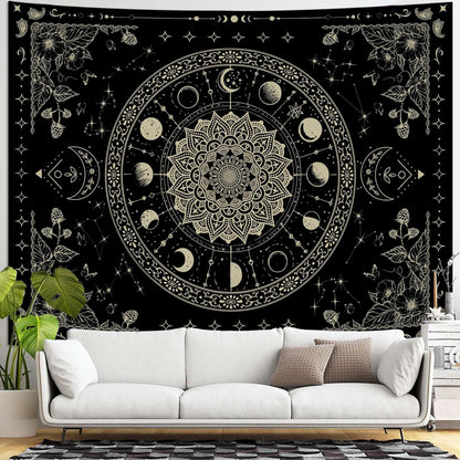 Lunerfex Mandala Moon Tapestry Boho Tapestry for Bedroom Black Tapestries Wall Hanging Living Room Wall Art and Home Decor 60x80