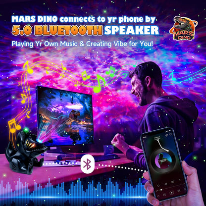 Dinosaur Baby Sound Machine Night Light Projector, 22 White Noise Machine Baby 5.3 Bluetooth Speaker, 196Color Remote Control | Toddler Night Light for Kids, Boy Gift Dinosaur Decor Galaxy Light