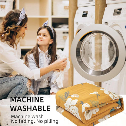 Boho Throw Blanket for Bed - 100% Pure Cotton Ultra Soft Rustic Quilt - Farmhouse Decor Bed Blankets, All Season Rustic Throw for Sofa Couch Chair(60"×80", Flower Branch 2)