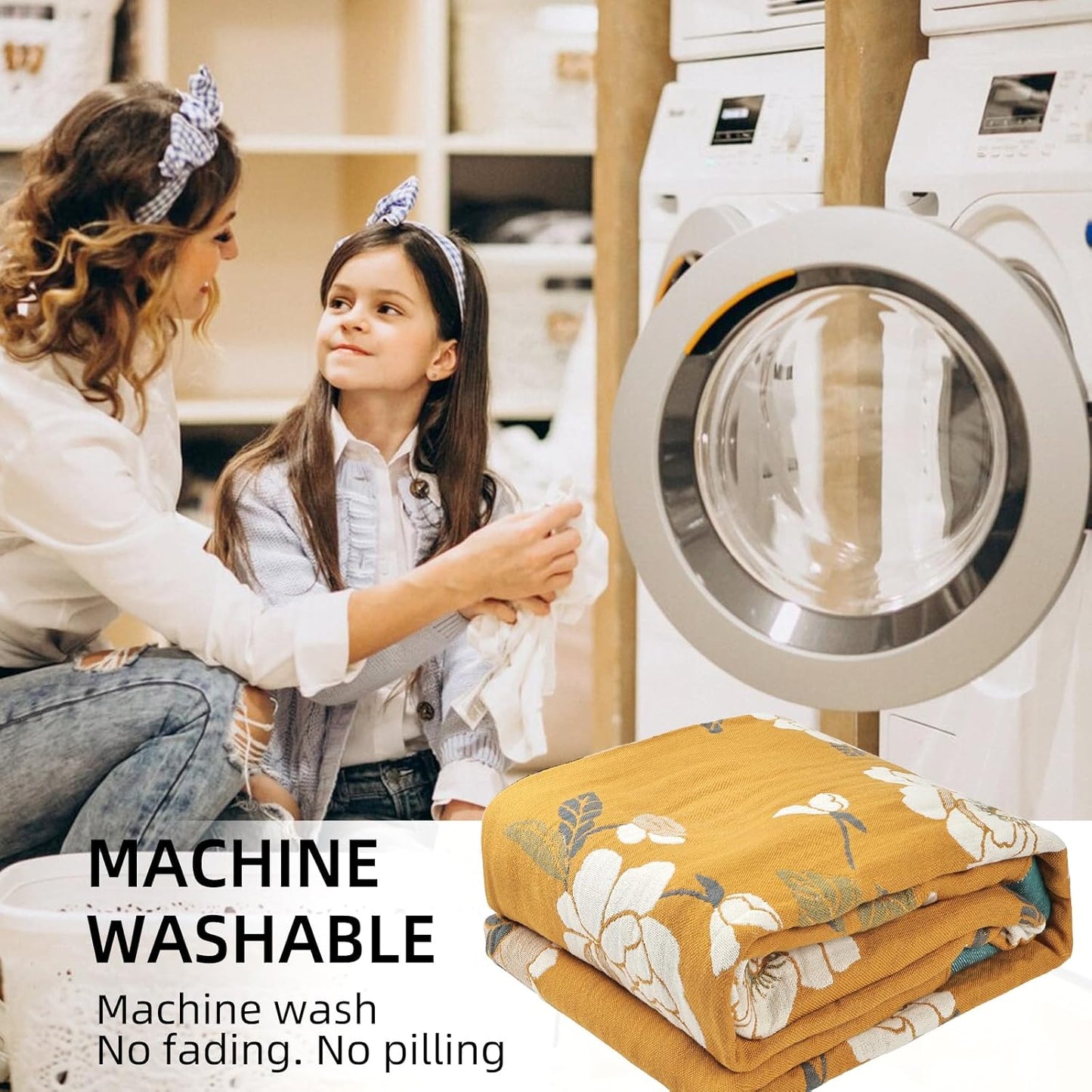 Boho Throw Blanket for Bed - 100% Pure Cotton Ultra Soft Rustic Quilt - Farmhouse Decor Bed Blankets, All Season Rustic Throw for Sofa Couch Chair(91''x 98'', Flower Branch 2)