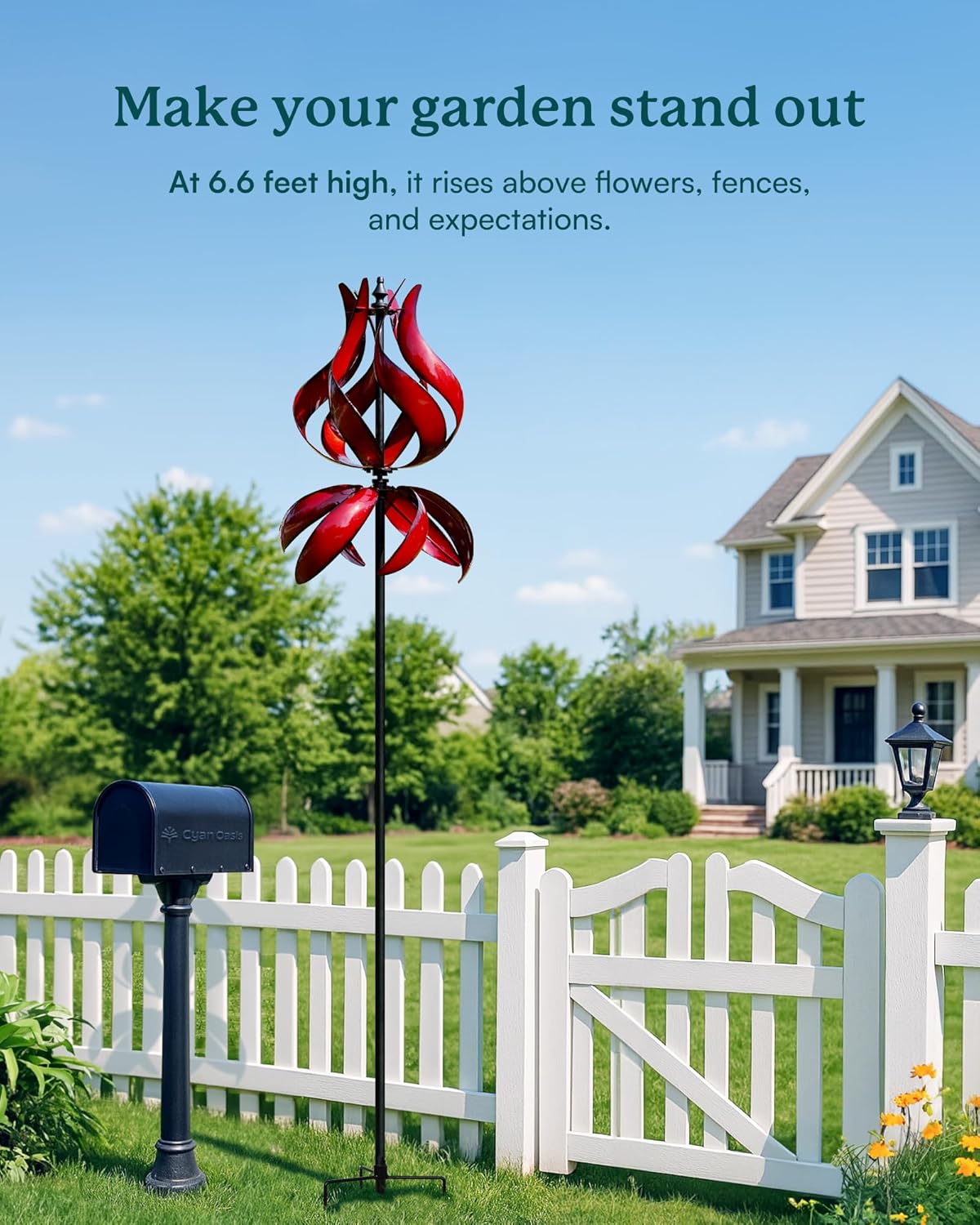 Yard Garden Wind Spinners - Large Outdoor Metal Wind Spinners with Stake, Yard Art Lawn Garden Decor (19" W x 87" H)