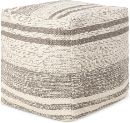 REDEARTH · Tufted Pouf Ottoman with Filler Textured Storage Cube Bean Bag Pouffe Footrest for Living Room, Bedroom, Nursery, Kidsroom; 100% Cotton (17.5"X17.5"X17.5", Melange Delight Taupe)