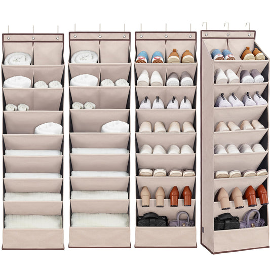 4 Pack Shoe Organizer with 6 Extra Large Pockets and 4 Large Pocket, Over the Door Sturdy Closet
