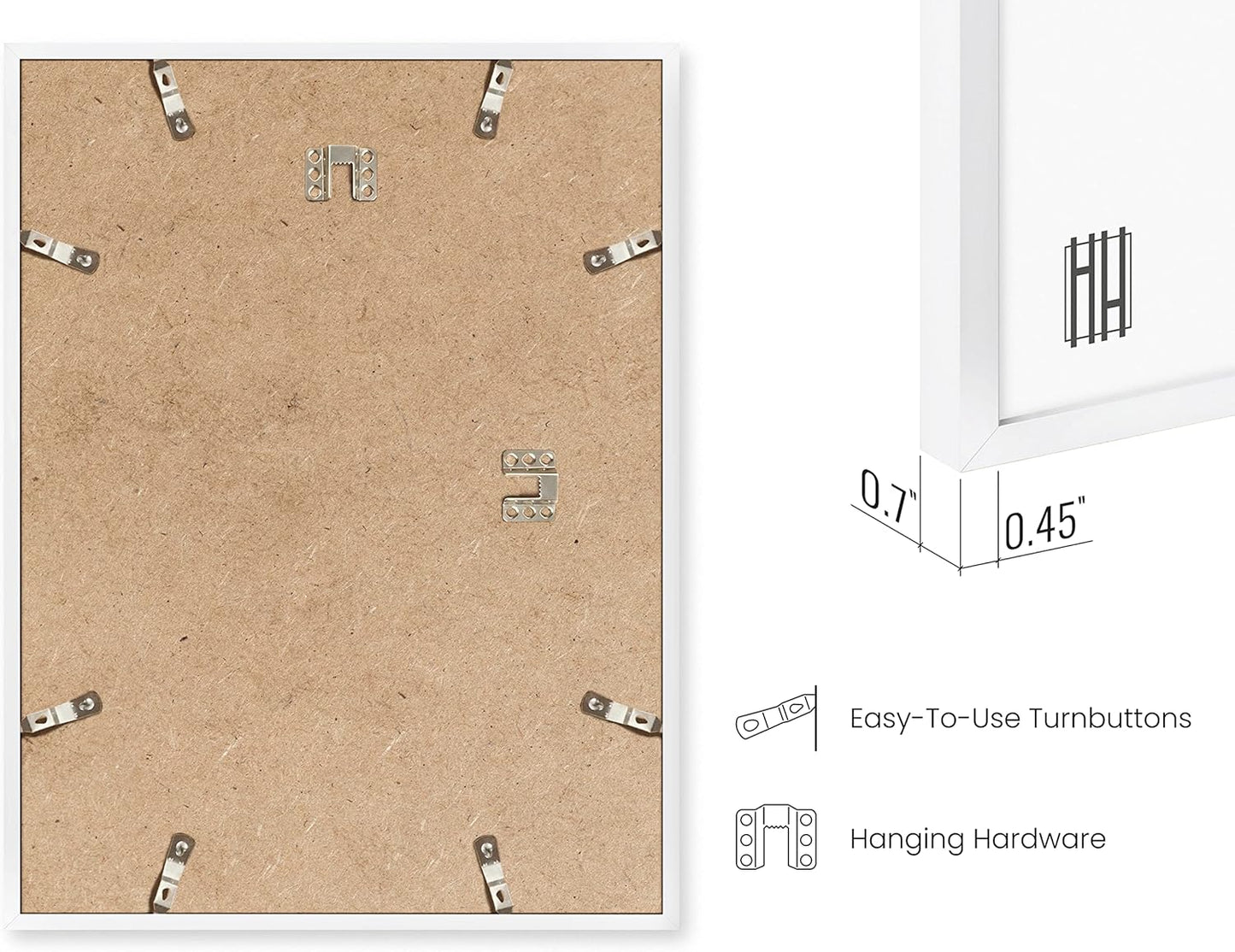 HAUS AND HUES 8x10 White Metal Picture Frames - Features Premium Aluminum, Vertical & Horizontal Hang, Shatterproof Plexiglass - Perfect for Home, Room, Office (8x10 in, White, Set of 25)