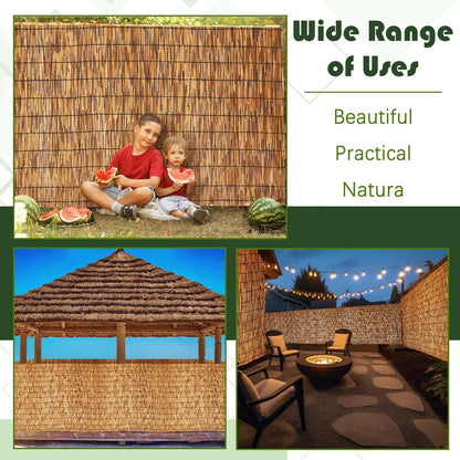 Barydat 2 Pcs 4 x 16.4 ft Bamboo Privacy Screen, Reed Fence Roller Patio Decorative Fences Reed Screen Curtain for Garden Backyard Patio Balconies