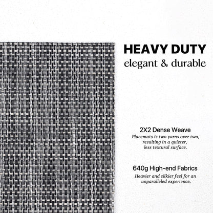 LEXMORE Placemats Set of 4 Vinyl/Plastic Woven Place Mats for Kitchen Table Indoor/Outdoor Washable Placemat Wipeable Dining Table Mats(A-Dark Gray)