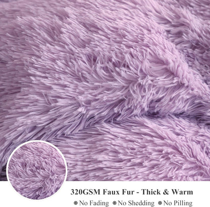 XeGe Luxury Faux Fur Bed Blanket, Soft 60x90 Lavender Fluffy Throw, Shaggy Plush Decorative Couch Blanket, Cute Furry Fuzzy Throw for Bed Bedroom Living Room Light Purple, 60x90