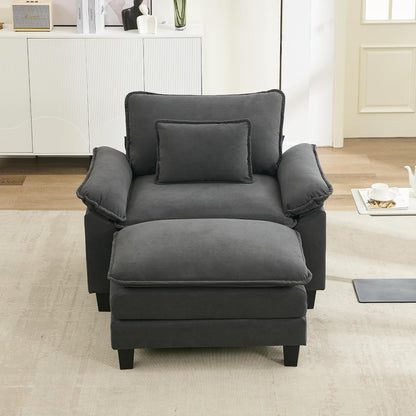 URRED Modular Sectional Sofa Comfy Cloud Couch, Modern Chenille Sofa Sleeper Deep Seat Couches with Ottoman/Pillows for Living Room (Dark Gray, 53''- Ottoman)