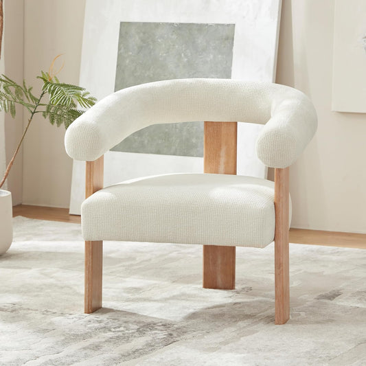 VKNOW Accent Chair Living Room Chair, Modern Upholstered Armchair with Solid Wood Legs, Comfy