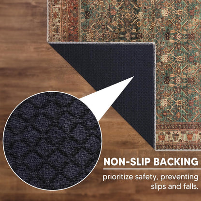 Keen Home Design 2x12 Rug - Machine Washable Runner with Non-Slip Backing, Ideal for Hallway, Entryway, Kitchen, Laundry Room - Vintage, Easy Clean, Durable, Low Pile Rug - (2'6" x 12')