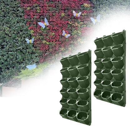 Self Watering Wall Mounted Vertical Planter, 36 Pots Wall Planter Indoor Vertical Living Green Plant Wall Easy Installation (Green)
