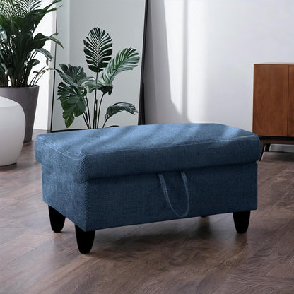 Ottoman Rectangular Storage Ottoman Bench, Flannel Footrest Stool Footstool with Lid for Living Room, Bedroom, Entryway, Blue, 28.5"x19"x17.5"