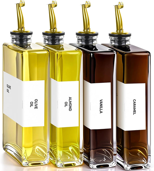 Olive Oil Dispenser Bottle - Includes 44 Kitchen Essential Labels - Cooking Oil Bottles for