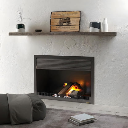 48 Inch Fireplace Mantel Shelf - 8 Inch Deep Rustic Solid Reclaimed Wood Floating Shelf, Wall Mounted Farmhouse Display Shelf with Invisible Heavy Duty Metal Bracket, Set of 2, Cement Grey