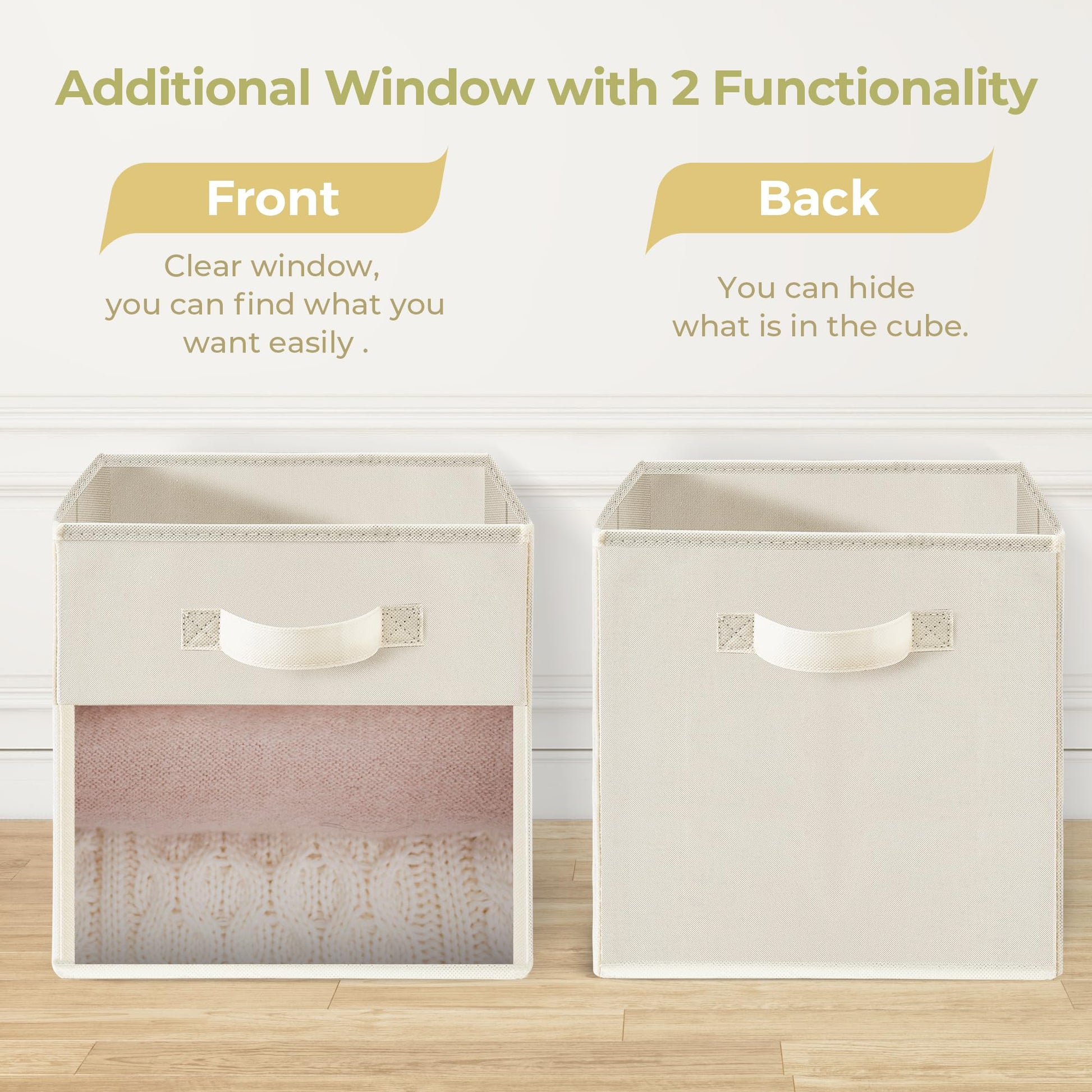 STORAGEIDEAS Storage Bins with Clear Window, 11x11 Storage Cubes, Collapsible Cube Storage Box