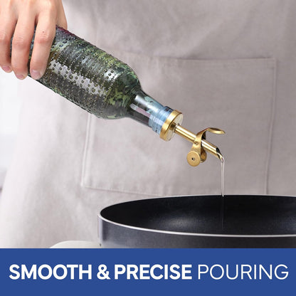 COOK WITH COLOR Glass Olive Oil Bottle Dispenser - 2 Pack- 17oz Oil and Vinegar Cruet - Olive Oil Carafe Decanter for Kitchen