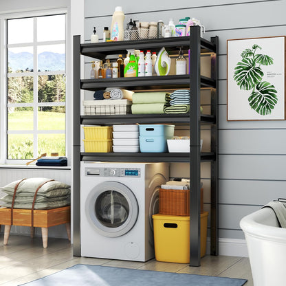 Laundry Shelf,5 Tier Over Washer and Dryer Storage Shelves,Adjustable Easy to Install,Space Saver Laundry Shelf Organizer,Utility Shelves for Balcony,Black,72”H*15.7”D*35.4“W