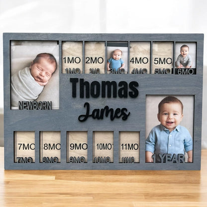 Newborn picture frame - 12 months photo display - Personalized frame - Gift for new mom - Baby photo album- Baby portrait (Newborn)
