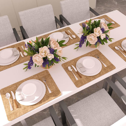 Maxpearl 8-Piece PU Leather Placemats – Durable, Heat Resistant & Wipeable Table Mats, Non-Slip and Waterproof Dining Place Mats for Kitchen or Patio Table, 17x12 Inches, Brown