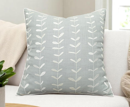 VAGMINE Embroidered Lollipop Pillow Cover - 18x18 Inches Square - 100% Cotton Robins Egg Decorative Cushion Cover - Elegant Stitch Detailing - Cozy Contemporary Accent for Couch, Chair, Bedroom