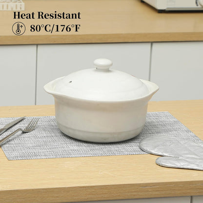 Leetaltree Linen Grey Placemats Set of 4 - Heat Resistant Non-Slip Place mats for Dining Table, Washable Durable PVC Vinyl Woven Table Mats（Linen Grey, 4）