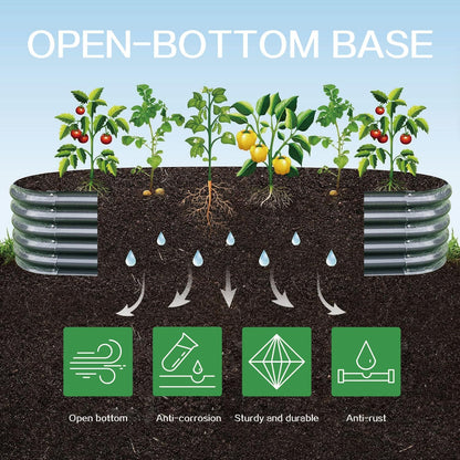 Gardmax Galvanized Raised Garden Bed, Lightweight Planter Boxes Outdoor with Easy Assembly, Large Garden Bed for Vegetables, Fruits, Flower Dark Grey 8FT