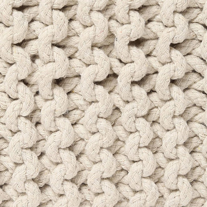 REDEARTH · Cube Low Pouf Foot Stool Ottoman - Hand Knitted Poof - Cord Boho Pouffe - Home Décor - Stuffed Footrest for Living Room - Nursery - Bedroom - Covered Patio - Room (16" x 16" x 8") - Ivory