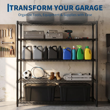 Garvee 5-Tier Wire Shelving 3200LBS Heavy Duty Storage Shelves Garage Rack