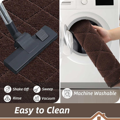 BEQHAUSE Dirt Trapper Door Mat 36" x 60", Doormat Non-Slip Entryway Rugs Washable, Dog Door Mat Stain Resistant and Absorbent Welcome Floor Mat for Front Back Door, Muddy Wet Shoes & Paws, Brown