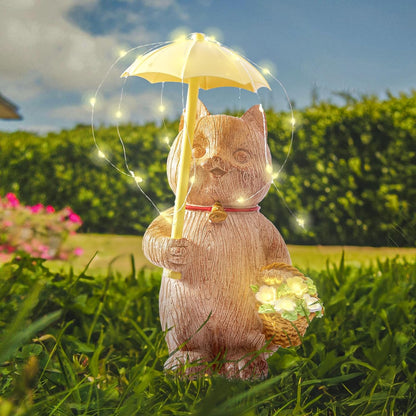 RM ROOMERS Cat Garden Decor with Lights Outdoor Solar Cat Statue Decor for Yard Porchm Lover Gifts for Women Lights Gardening Housewarming Retirement Lawn Ornaments