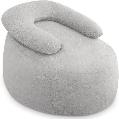 HABUTWAY Bean Bag Chair with U-shaped Pillow for Adult and Kids Big BeanBag Chair with Filling Ultra Soft Faux Fur Couch Chair with Washable Cover for Living Room Bedroom Office,Light Grey& Light Grey