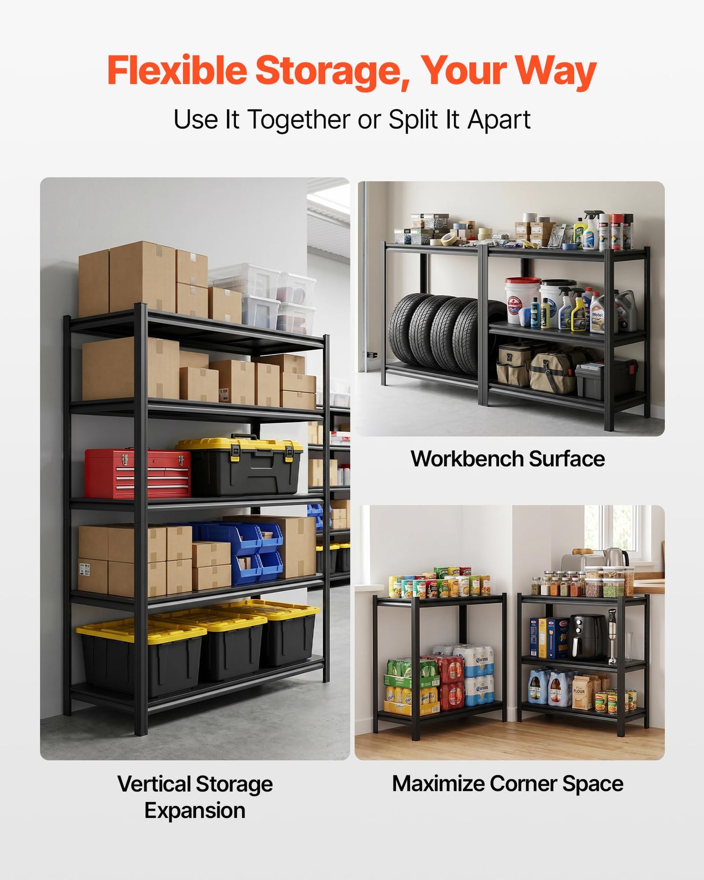 VEVOR Storage Shelves, 5-Tier Adjustable, 3000 lbs Capacity, Heavy Duty Garage Storage Shelving