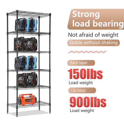 FDW 6 Tier Wire Shelving Units Adjustable Metal Storage Rack 23L x 13W x 59H NSF Pantry Shelves