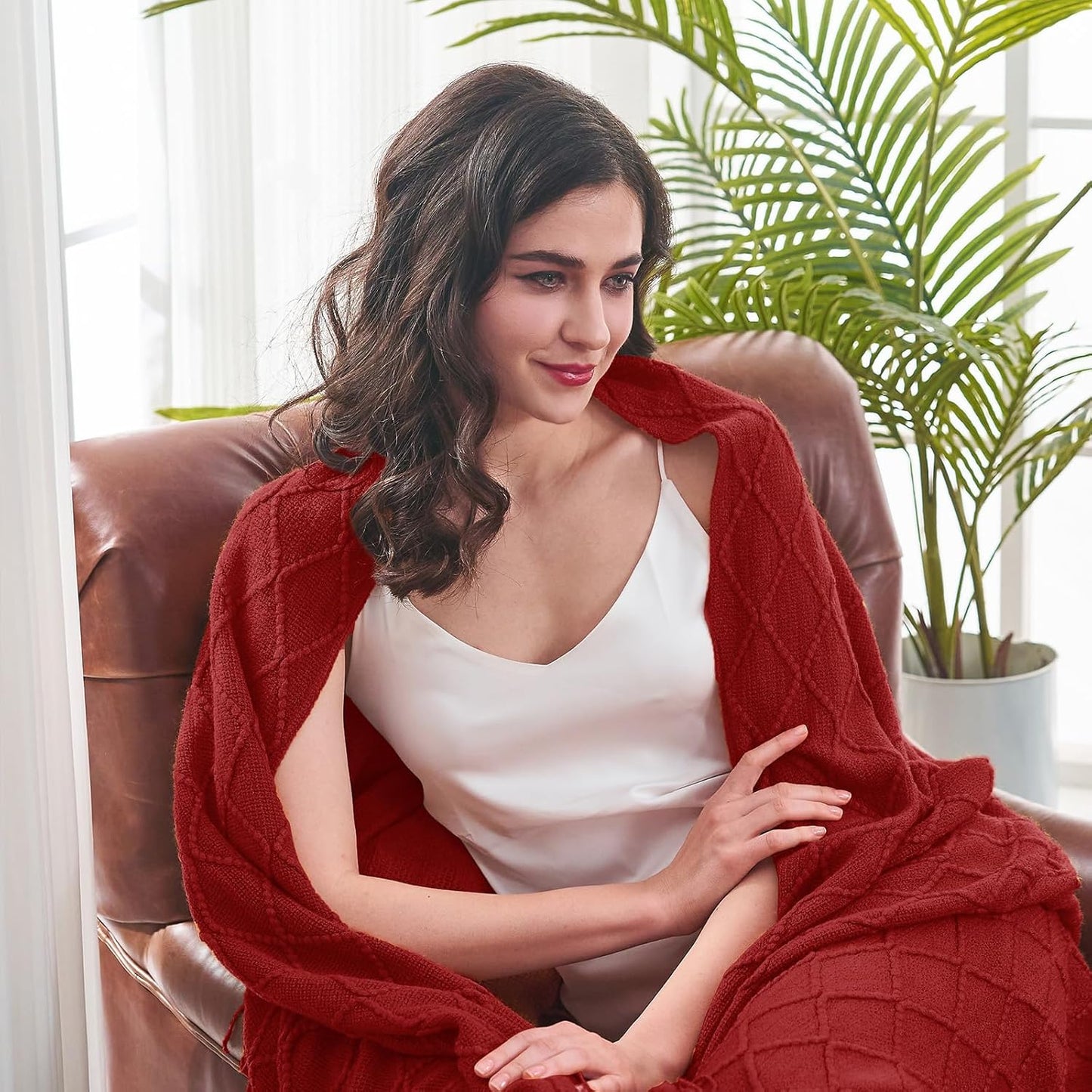 inhand Knitted Throw Blanket for Couch and Bed, Soft Living Room Home Decor Knitted Blanket with Tassel, Outdoor Lightweight Breathable Summer Blanket, Farmhouse Warm Woven Decorative, 50"x60"