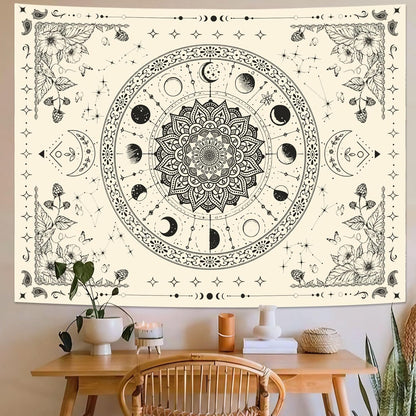 Lunerfex Mandala Moon Tapestry Boho Tapestry for Bedroom Black and White Tapestries Wall Hanging Living Room Wall Art and Home Decor 70x90