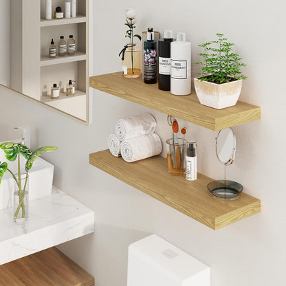 Fun Memories Floating Shelves 36 Inch Long, Deep Floating Shelf for Wall, 36 x 8 Floating Shelves Set of 2, 8 Inch Deep Wall Shelf for Living Room, Kitchen, Bedroom, Large Storage Shelves, Oak Color