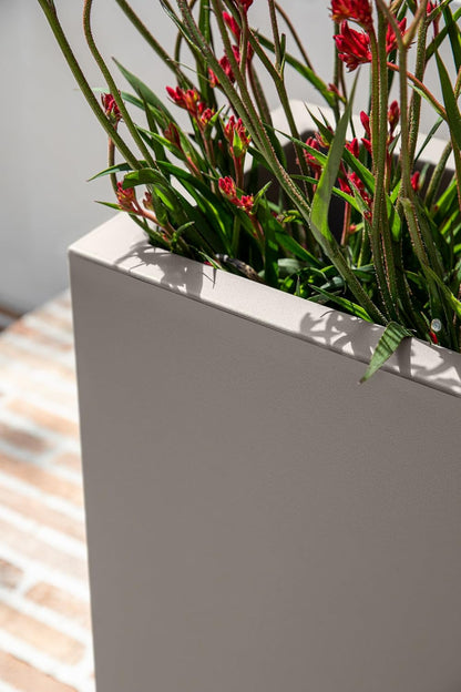 Veradek Block Series Span Plastic Planter - Tall Rectangular Planter for Indoor or Outdoor Patio/Porch, Gray, 24.25 in Height, 12 in Width, 30 in Length