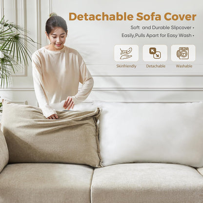 134.6" Modular Sectional Sofa, U Shaped Couch Set for Living Room, Large 8-Seater Comfy Cloud Couches with Movable Storage Ottoman,DIY Combination - Chenille Beige