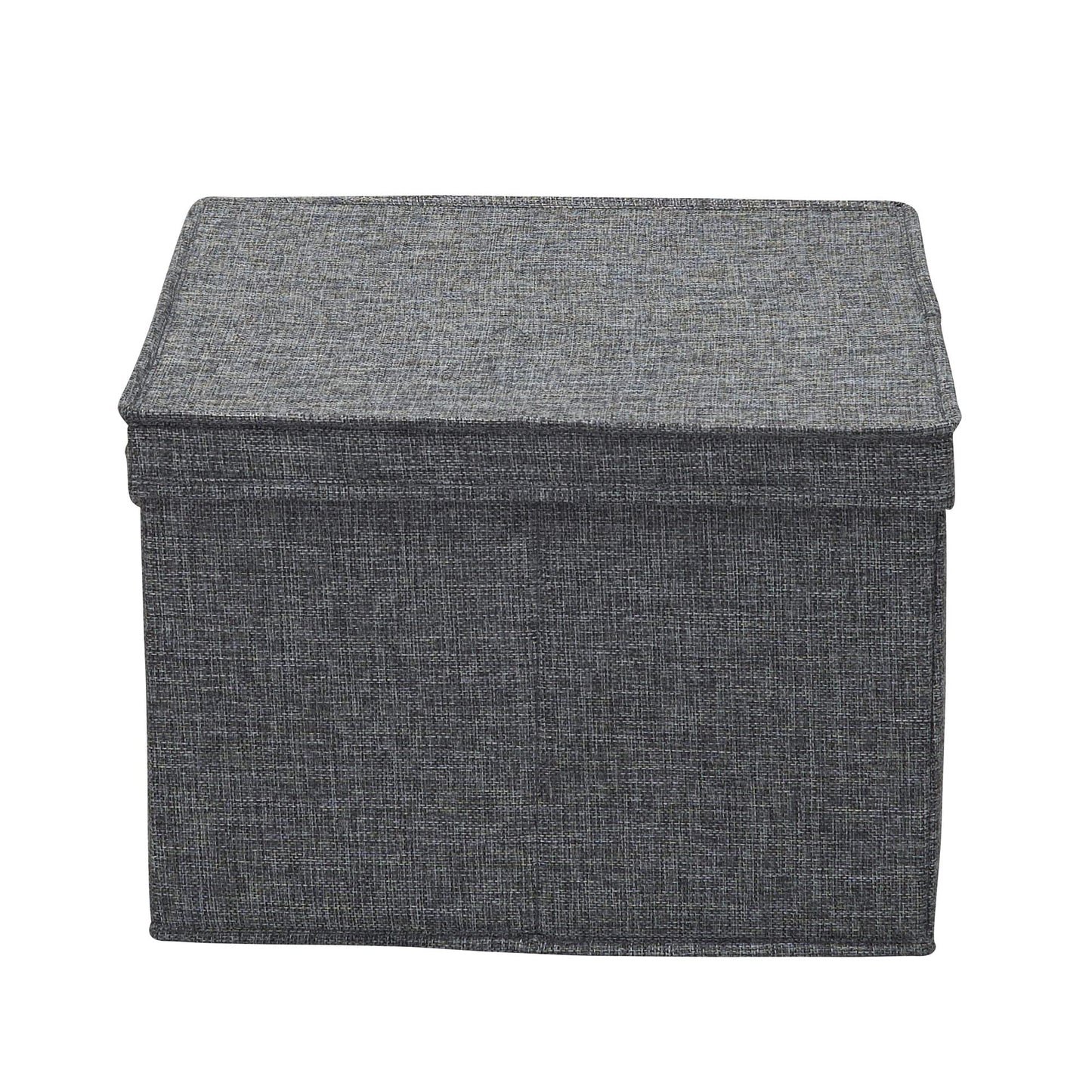 Household Essentials Square Fabric Storage Bins with Lids, Graphite, Set of 2