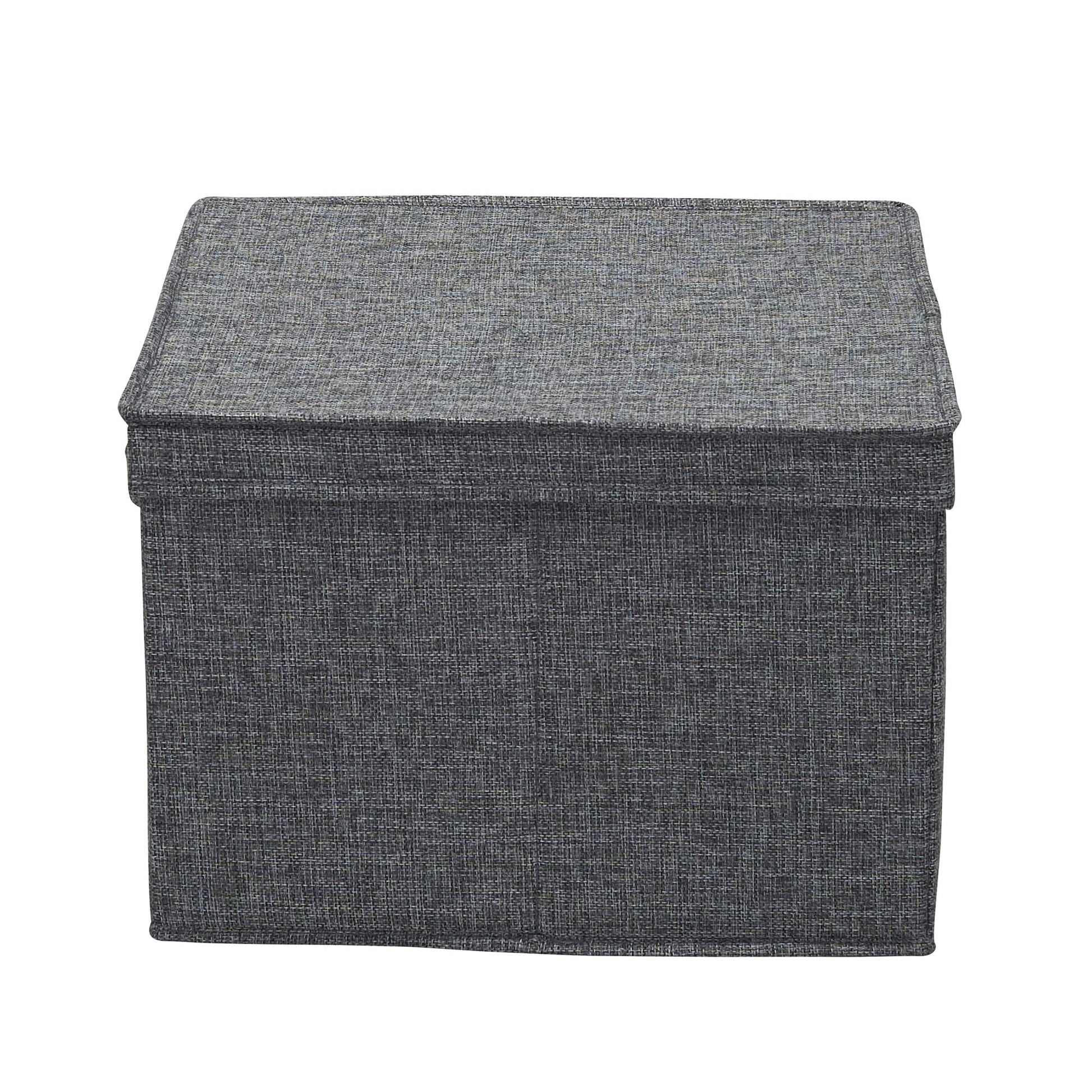 Household Essentials Square Fabric Storage Bins with Lids, Graphite, Set of 2